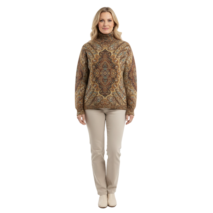 Grace | Winter Floral Knit Turtleneck