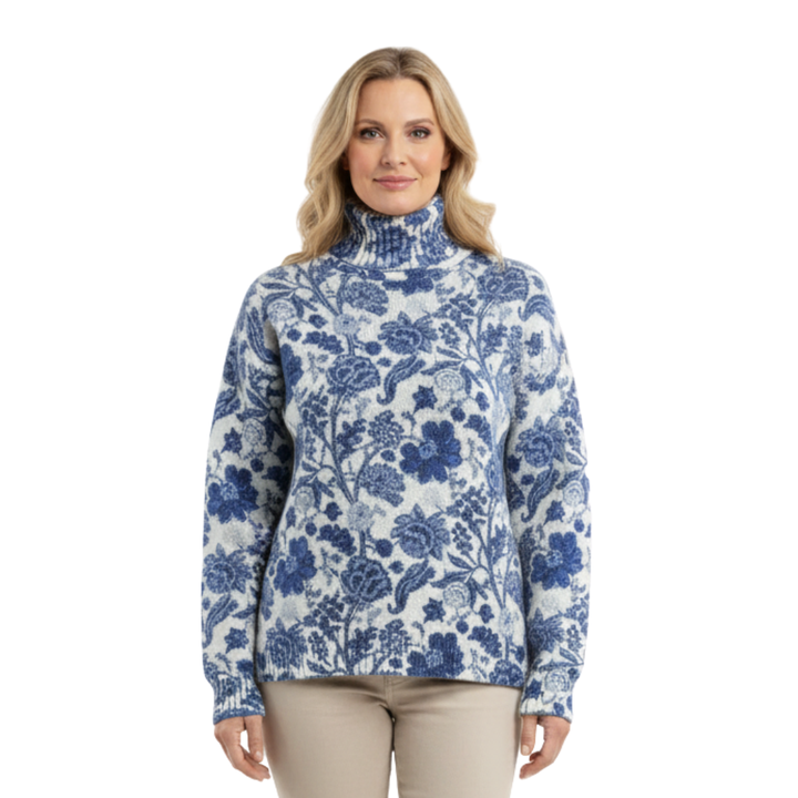 Grace | Winter Floral Knit Turtleneck