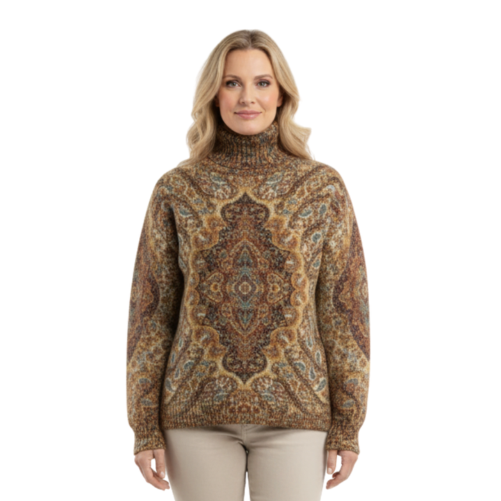 Grace | Winter Floral Knit Turtleneck