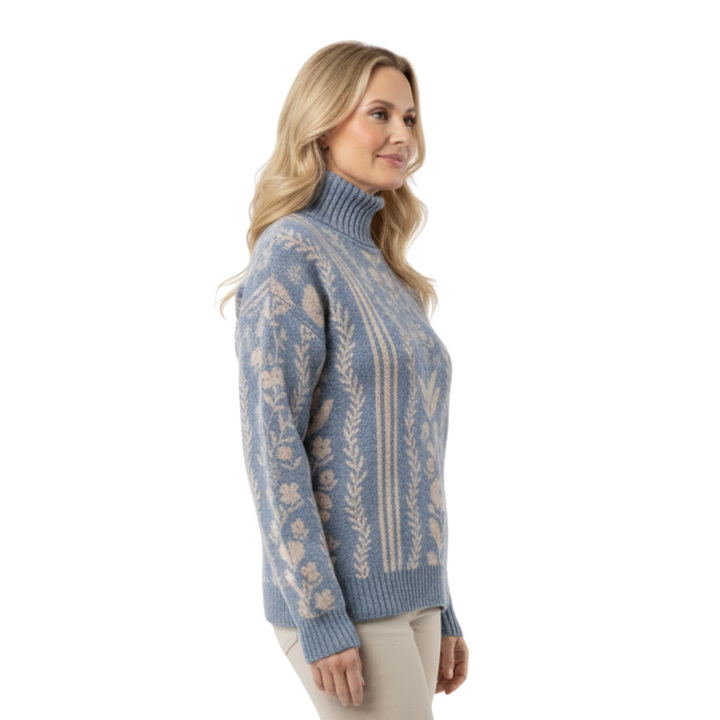 Grace | Winter Floral Knit Turtleneck