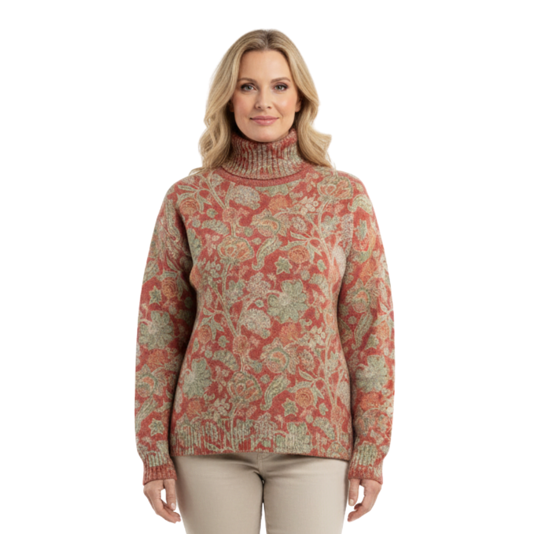 Grace | Winter Floral Knit Turtleneck